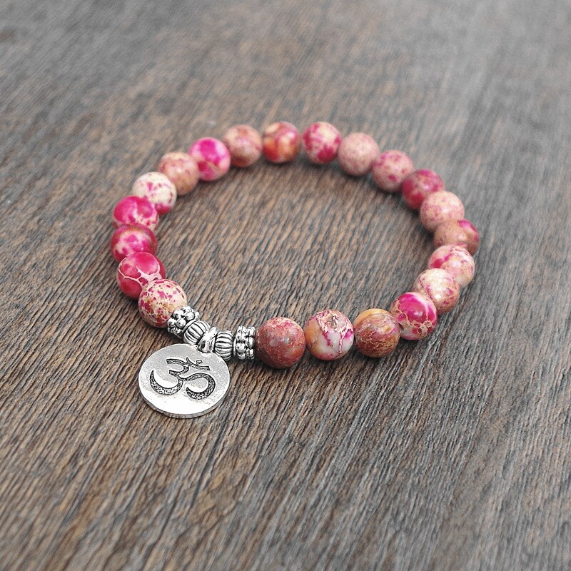 DIY Handmade Jewelry Natural Stone Beads Strand Bracelet Women Men Yoga Healing OM Chakra Mala Prayer Charm Bracelet